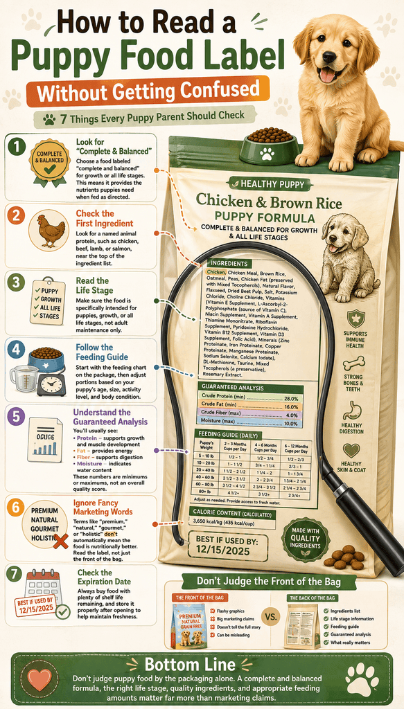 reading puppy food labels