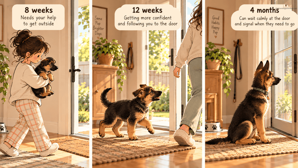 when to take puppy outside to pee